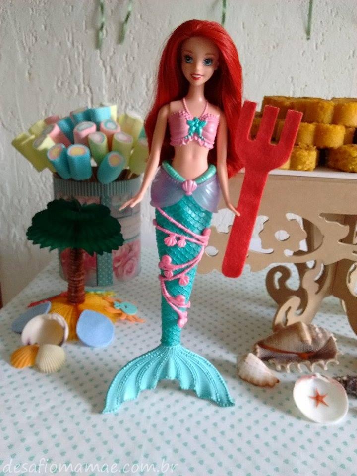 Tema Sereia Ariel com decoração em feltro